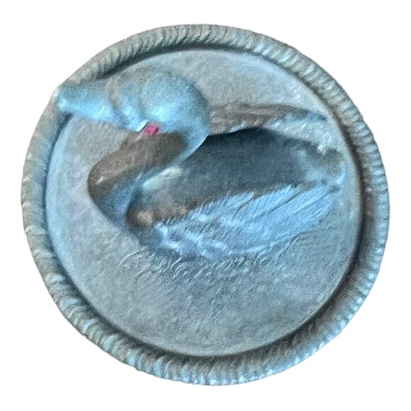Vintage Zinc Alloy Silver Plate Swan With Red Eyes Ring Holder Jewelry Holder - Picture 6 of 8